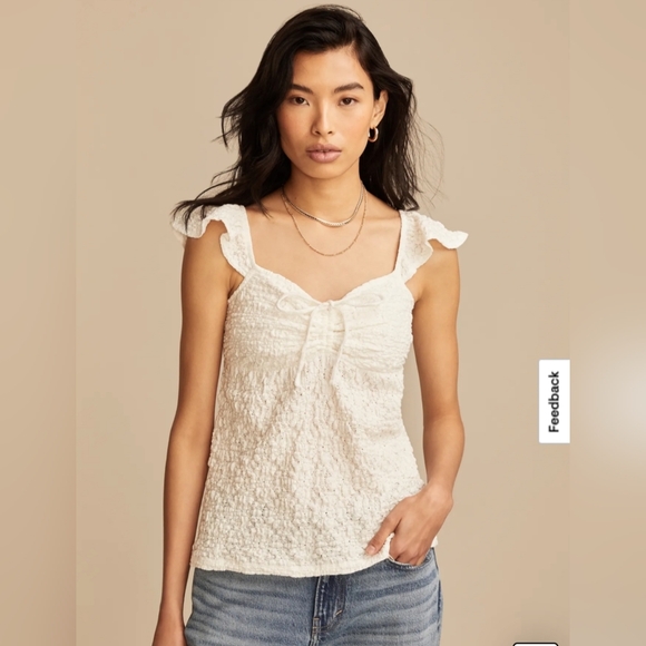 Lucky Brand Tops - Lucky Brand textured babydoll Cottage Core top Womens Size XXL NWT